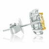 2.44CT WHITE & FANCY YELLOW DIAMOND 18KT TWO TONE GOLD FLOWER HALO STUD EARRINGS