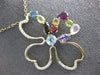 ESTATE 3.25CT DIAMOND & AAA MULTI GEM 14K YELLOW GOLD FLOWER MULTI HEART PENDANT