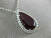 ESTATE 5.48CT DIAMOND & AAA RUBY 18KT WHITE GOLD CLASSIC TEAR DROP HALO PENDANT