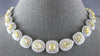 EXTRA LARGE 51.47CT WHITE & CANARY DIAMOND 18KT 2 TONE GOLD DOUBLE HALO NECKLACE