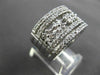 ESTATE WIDE 1.36CT DIAMOND 14KT WHITE GOLD MULTI ROW FLORAL OPEN FUN RING #16803