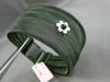 ESTATE .10CT DIAMOND ONYX 18KT WHITE GOLD FLOWER STAINLESS STEEL BANGLE BRACELET