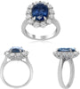ESTATE 8.72CT DIAMOND & AAA SAPPHIRE PLATINUM OVAL & ROUND PRINCESS DIANA RING