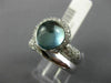 ESTATE WIDE 2.50CT DIAMOND & CABOCHON BLUE TOPAZ 18KT WHITE GOLD LOVE KNOT RING