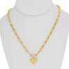 .31CT DIAMOND 14KT YELLOW GOLD PEAR SHAPE & ROUND HEART OVAL LINK LOVE NECKLACE