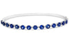 4.35CT DIAMOND & AAA SAPPHIRE 14K WHITE GOLD ROUND SEMI ETERNITY BANGLE BRACELET