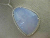 ESTATE LARGE .30CT DIAMOND & AAA BLUE CHALCEDONY 14KT WHITE GOLD 3D LOVE PENDANT