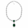 LARGE 24.9CT DIAMOND & CUSHION AAA EMERALD 18K 2TONE GOLD LARIAT TENNIS NECKLACE