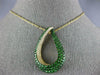 LARGE 4.81CT DIAMOND & AAA TSAVORITE 18K YELLOW GOLD MULTI ROW TEAR DROP PENDANT