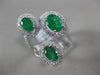 ESTATE 2.93CT DIAMOND & AAA EMERALD 14KT WHITE GOLD 3D OVAL 3 STONE TENSION RING