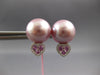.37CT DIAMOND & AAA PINK SAPPHIRE & PINK SOUTH SEA PEARL 14K WHITE GOLD EARRINGS