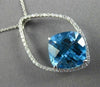 ESTATE X LARGE 8.41CT DIAMOND & AAA BLUE TOPAZ 14KT WHITE GOLD FLOATING PENDANT