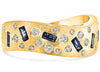 WIDE .61CT DIAMOND & AAA SAPPHIRE 14K YELLOW GOLD ROUND & BAGUETTE WAVE FUN RING
