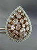 6.01CT WHITE & FANCY PINK DIAMOND 18K WHITE & ROSE GOLD 3D CLUSTER PEAR EARRINGS