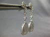 ESTATE .3CT DIAMOND 14KT WHITE GOLD 3D PAVE TEAR DROP FLOWER HANGING EARRINGS