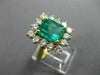 ESTATE LARGE 5.36CT DIAMOND & AAA EMERALD 18K YELLOW GOLD FLOWER ENGAGEMENT RING