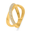 .38CT DIAMOND 14KT YELLOW GOLD 3D CLASSIC 3 ROW CRISS CROSS INFINITY LOVE RING