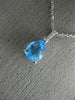ESTATE 1.51CT DIAMOND & AAA BLUE TOPAZ 14K WHITE GOLD TEAR DROP FLOATING PENDANT