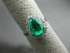 ESTATE 2.69CT ROUND DIAMOND & AAA EMERALD PLATINUM CLASSIC HALO ENGAGEMENT RING