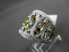 ESTATE LARGE 1.86CT DIAMOND 18KT WHITE GOLD MULTI COLOR FLOATING COCKTAL RING