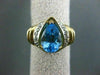 ESTATE WIDE 1.65CT DIAMOND & LONDON BLUE TOPAZ 14KT TWO TONE GOLD PEAR RING 1501