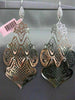 ESTATE LARGE .60CT DIAMOND 14K WHITE GOLD 3D PAVE OPEN FILIGREE HANGING EARRINGS