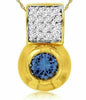 ESTATE .68CT DIAMOND & AAA TANZANITE 14KT YELLOW GOLD 3D ETOILE BEZEL PENDANT