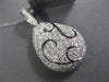 LARGE 1.46CT DIAMOND 18KT WHITE GOLD PAVE TEAR DROP PEAR SHAPE FILIGREE PENDANT