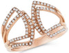 ESTATE .27CT DIAMOND 18KT ROSE GOLD 3D DOUBLE TRIANGULAR FUN RING