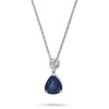 2.36CT DIAMOND & AAA SAPPPHIRE 14K WHITE GOLD PEAR SHAPE SOLITAIRE LOVE NECKLACE