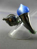 ESTATE LARGE 10.25CT AAA SAPPHIRE & BLUE AGATE 18KT BLACK GOLD ALADDIN LOVE RING
