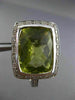 ESTATE MASSIVE 16.35CT DIAMOND GREEN AMETHYST 14K WHITE GOLD 3D CLIP ON EARRINGS