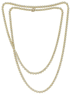 20.37CT DIAMOND 18K YELLOW GOLD 3D ROUND CLASSIC DOUBLE STRAND ETERNITY NECKLACE