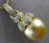 LARGE .60CT DIAMOND & AAA GOLDEN SOUTH SEA PEARL 18KT YELLOW GOLD FLOWER PENDANT