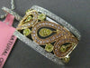 LARGE .62CT WHITE YELLOW & PINK DIAMOND 18K WHITE & ROSE GOLD FILIGREE PENDANT