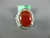 ESTATE WIDE 4.0CT DIAMOND & AAA RED JADEITE 14KT WHITE GOLD OVAL HEART LOVE RING