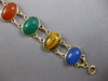 ANTIQUE EXTRA LARGE MULTI COLOR GEM 14KT YELLOW GOLD HANDCRAFTED BRACELET #27931