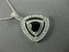 ESTATE LARGE 1.15CT DIAMOND & AAA SAPPHIRE 14K WHITE GOLD 3D DOUBLE HALO PENDANT