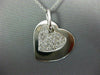ANTIQUE .93CT DIAMOND 14KT WHITE GOLD 3D PAVE DOUBLE HEART LOVE PENDANT #1708