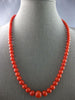 ANTIQUE LARGE & LONG AAA CORAL 14KT YELLOW GOLD GRADUATING LOVE NECKLACE #27556