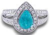 1.8CT DIAMOND & AAA PARAIBA TOURMALINE 18KT WHITE GOLD 3D HALO ENGAGEMENT RING