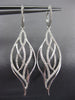 ESTATE LARGE .82CT ROUND DIAMOND 18K WHITE GOLD 3D CLASSIC LEAF HANGING EARRINGS