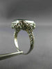 ANTIQUE WIDE GREEN AGATE 14K WHITE GOLD CLASSIC OPEN FILIGREE OCTAGON RING 26427