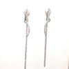 ESTATE .95CT DIAMOND 18KT WHITE GOLD 3D CLASSIC BAR FUN HANGING EARRINGS
