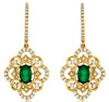 1.27CT DIAMOND & AAA EMERALD 14K YELLOW GOLD 3D FLOWER FILIGREE HANGING EARRINGS