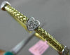 ESTATE .25CT DIAMOND 14K WHITE & YELLOW GOLD HEART FLEXIBLE LOVE BANGLE BRACELET