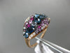 ESTATE 1.63CT DIAMOND & MULTI GEM 14KT ROSE GOLD 3D CLUSTER WAVE FRIENDSHIP RING
