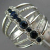 ESTATE WIDE .70CT DIAMOND & AAA SAPPHIRE 14K WHITE GOLD 3D MULTI ROW ETOILE RING