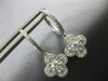 1.37CT DIAMOND 18KT WHITE GOLD 3D CLASSIC 4 LEAF CLOVER FLOWER HANGING EARRINGS