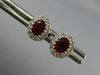 1CT DIAMOND & AAA RUBY 18KT WHITE GOLD OVAL & ROUND FLOWER CLASSIC STUD EARRINGS
